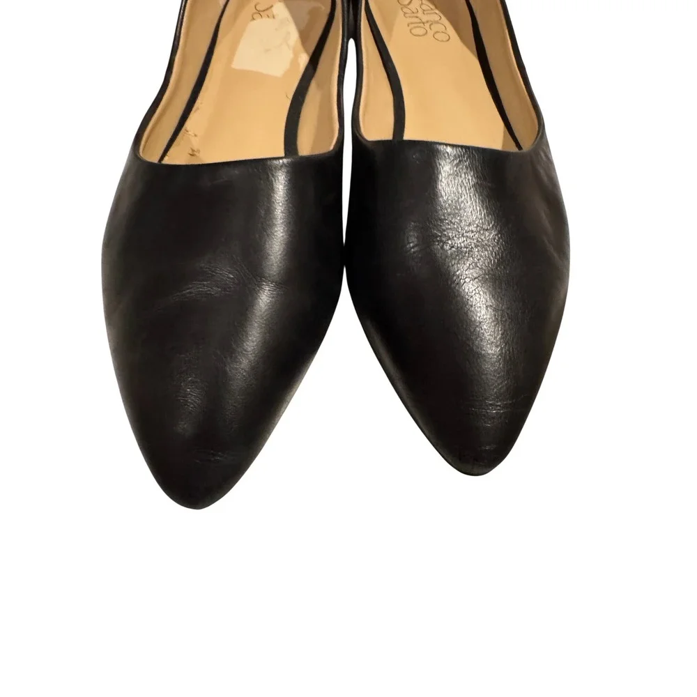 Franco Sarto Hazeline Black Leather Pointed Toe Flats Shoes Mens 8.5 M